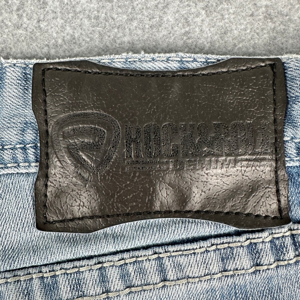 Rock & Roll Denim Jeans Men 34 Blue Revolver Straight Slim Straight Rodeo Cowboy - Picture 14 of 15